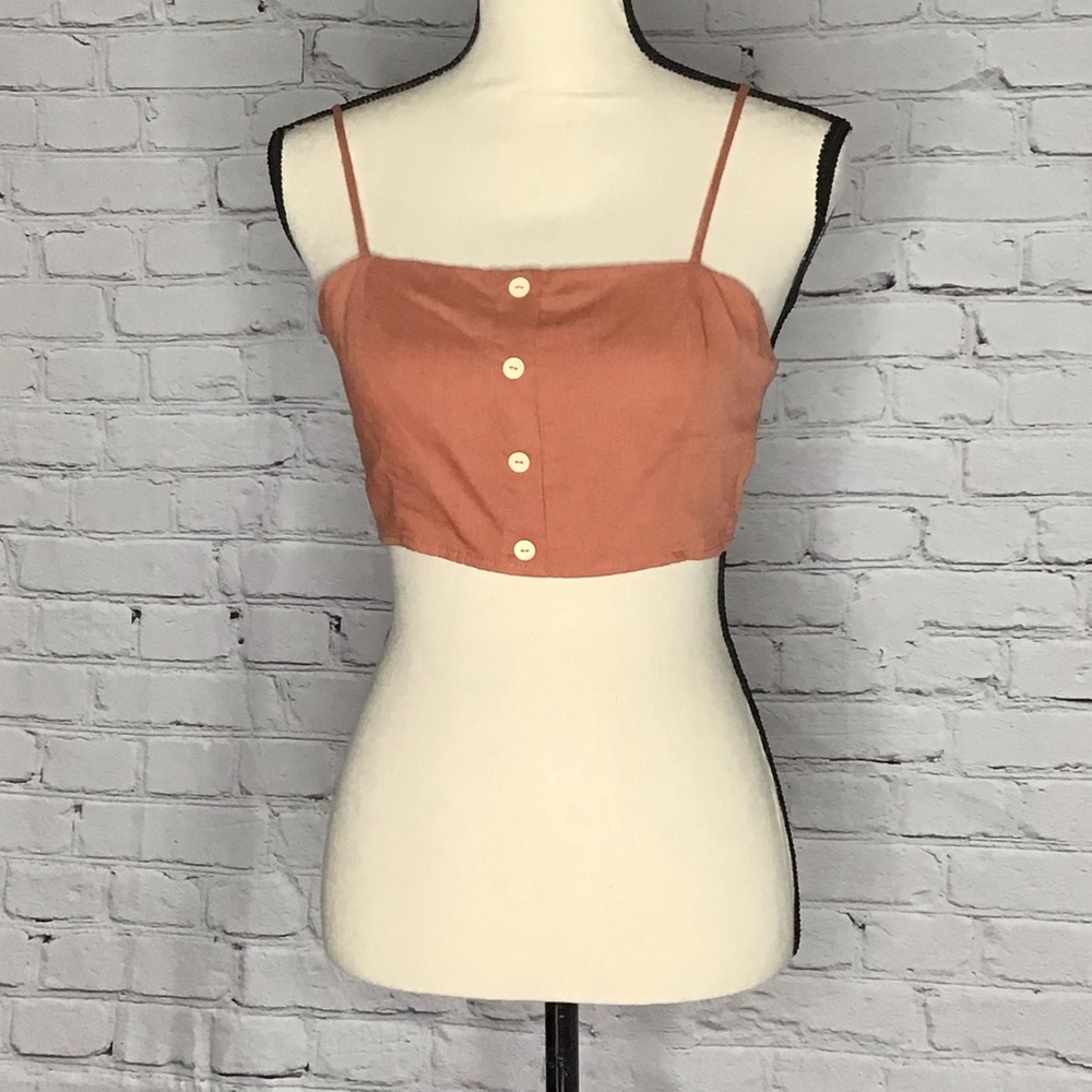 Blush Boutique Burnt Orange Tie Back Crop Top Small NWT